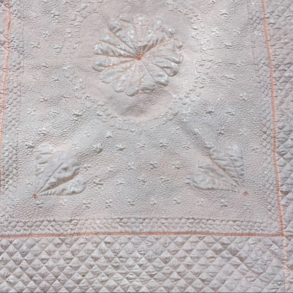 Vintage Quilt Blanket Matelasse Peach